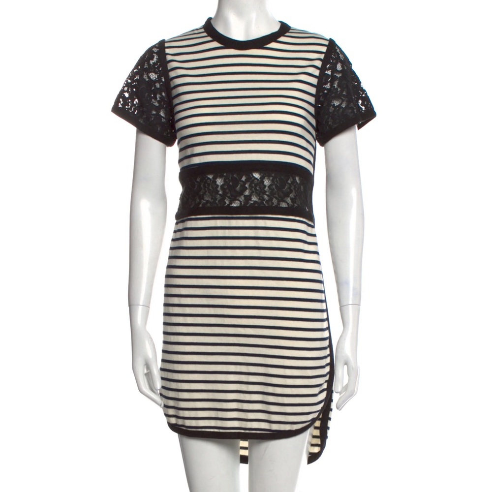 Like New Sea New York Striped Black White Mini Dress w/ Lace Details sz 2